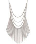 Lucky Brand Silver-tone Layered Chain Fringe Statement Necklace, 17 + 3 Extender