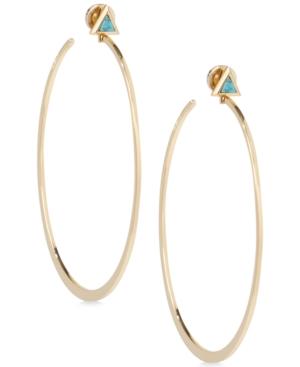 Vera Bradley Gold-tone Blue Stone Hoop Earrings