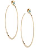 Vera Bradley Gold-tone Blue Stone Hoop Earrings