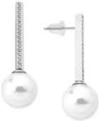 Majorica Sterling Silver Imitation Pearl And Cubic Zirconia Drop Earrings