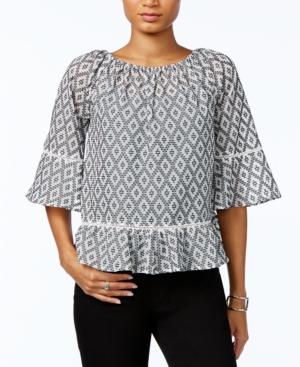 Tommy Hilfiger Crochet-trim Peplum-hem Top, Only At Macy's