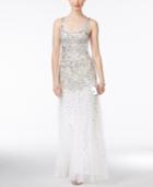 Adrianna Papell Floral Sequined Mermaid Gown