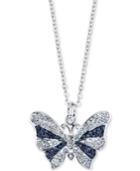 Unwritten Silver-tone Blue Crystal Butterfly Necklace