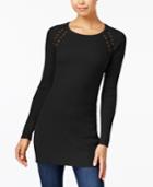 Bcx Juniors' Ribbed Lace-up Tunic Sweater