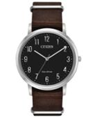 Citizen Eco-drive Men's Brown Leather Strap Watch 40mm