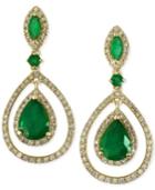 Brasilica By Effy Emerald (2-1/3 Ct. T.w.) And Diamond (1/2 Ct. T.w.) Drop Earrings In 14k Gold