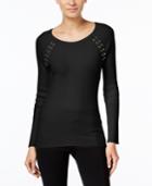 Inc International Concepts Petite Laced-shoulder Sweater, Only At Macy's