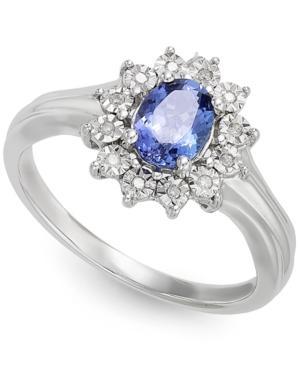 10k White Gold Tanzanite (1/2 Ct. T.w.) And Diamond Accent Ring