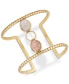 Lucky Brand Druzy Stone & Imitation Pearl Openwork Cuff Bracelet