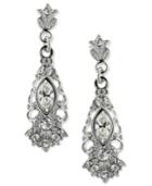 2028 Earrings, Silver-tone Glass Crystal Drop Earrings