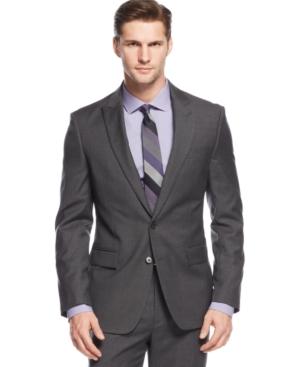 Ryan Seacrest Distinction Grey Solid Slim-fit Jacket