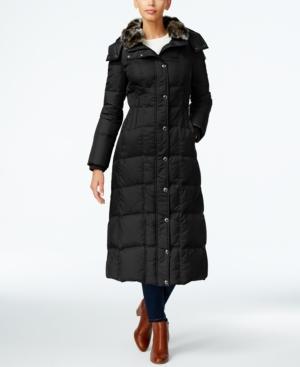 London Fog Faux-fur-collar Down Maxi Coat