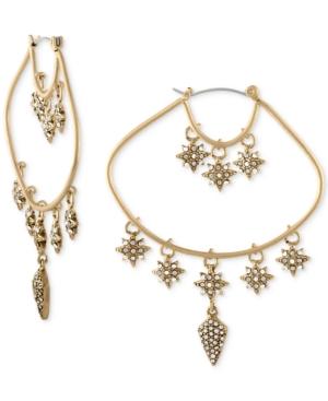 Rachel Rachel Roy Gold-tone Pave Dangle Hoop Earrings