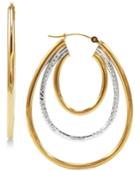 Triple Hoop Earrings In 14k Gold & Sterling Silver