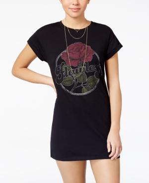 Love Tribe Juniors' Flawless Rose Graphic T-shirt Dress With Bracelet
