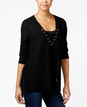 Bcx Juniors' Lace-up Sweater
