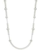 Charter Club Silver-tone Imitation Pearl Station Long Necklace