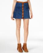 American Rag Faux-suede-trim Denim A-line Skirt, Only At Macy's