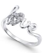 Diamond Love Ring (1/10 Ct. T.w.) In 14k Gold-plated Sterling Silver