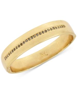 Kenneth Cole New York Gold-tone Polished Pave Hinged Bangle Bracelet