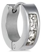 Sutton By Rhona Sutton Men's Stainless Steel Cubic Zirconia Huggie Hoop Earring