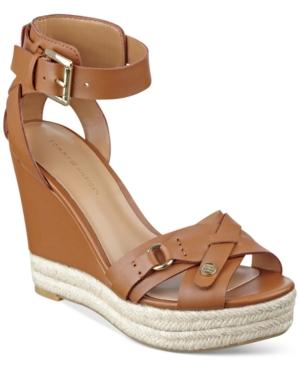 Tommy Hilfiger Velvet Espadrille Platform Wedge Sandals Women's Shoes