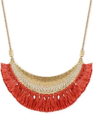Lucky Brand Gold-tone Tassel Openwork Statement Necklace