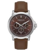 Kenneth Cole New York Men's Multifunction Brown Leather Strap Watch 43mm