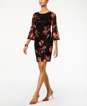 Alfani Lace Floral-print Dress, Created For Macy's
