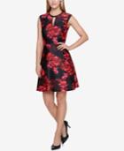 Tommy Hilfiger Floral-print Keyhole Fit & Flare Dress