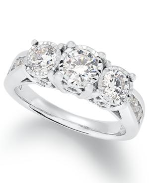 Trumiracle Three-stone Diamond Ring In 14k White Gold (1-1/2 Ct. T.w.)