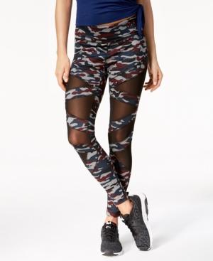 Jessica Simpson The Warm Up Printed Mesh-inset Leggings