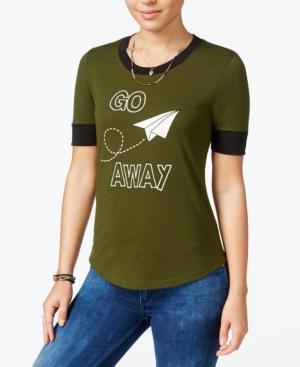 Rebellious One Juniors' Go Away Graphic Ringer Tee