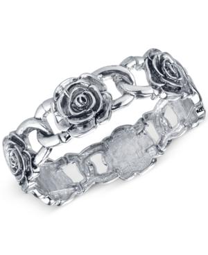 2028 Silver-tone Rosette Stretch Bracelet