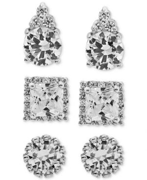 Giani Bernini 3-pc. Set Cubic Zirconia Pave Stud Earrings In Sterling Silver, Created For Macy's