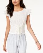 American Rag Juniors' Cropped Eyelet Corset Top, Created For Macy's