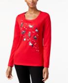 Karen Scott Cotton Scottie-graphic Top, Created For Macy's