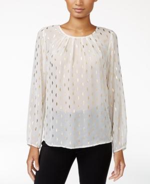 Maison Jules Metallic-print Blouse, Only At Macy's