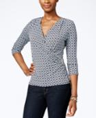Charter Club Faux-wrap Printed Top, Only At Macy's