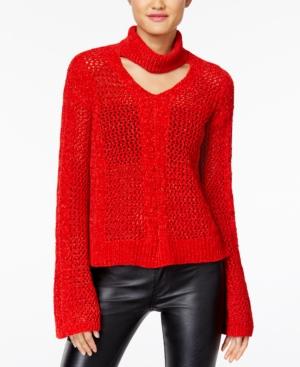 Xoxo Juniors' Metallic Bell-sleeve Choker Sweater