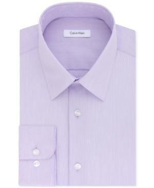 Calvin Klein Men's Steel Classic/regular Fit Performance Lilac Stripe Dress Shirt