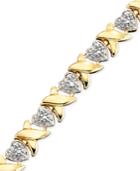 Victoria Townsend 18k Gold Over Sterling Silver Bracelet, Diamond Accent Heart Link 7-1/4 Bracelet