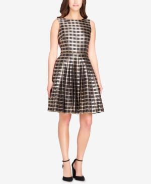 Tahari Asl Jacquard Plaid Fit & Flare Dress