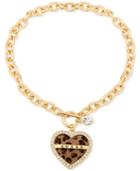 Guess Gold-tone Crystal Faux Leopard Charm Toggle Necklace