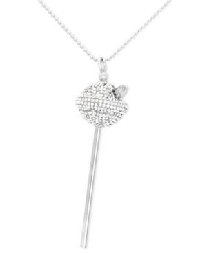 Simone I. Smith Platinum Over Sterling Silver Necklace, White Crystal Lollipop Pendant