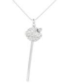 Simone I. Smith Platinum Over Sterling Silver Necklace, White Crystal Lollipop Pendant