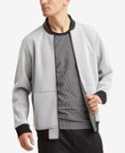Kenneth Cole Reaction Men's Mesh Full-zip Bomber Jacket With Faux-leather Collar