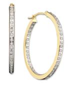 Diamond Accent Hoop Earrings In 14k White Or Yellow Gold
