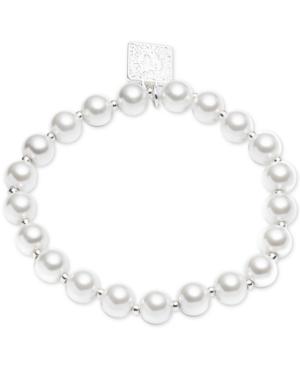 Anne Klein Silver-tone Imitation Pearl Stretch Bracelet