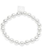 Anne Klein Silver-tone Imitation Pearl Stretch Bracelet